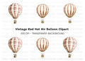 Striped Hot Air Balloon Clipart Bundle