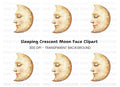 Sleeping Moon Face Clipart Bundle