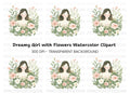Girl in Flowers Clipart Bundle