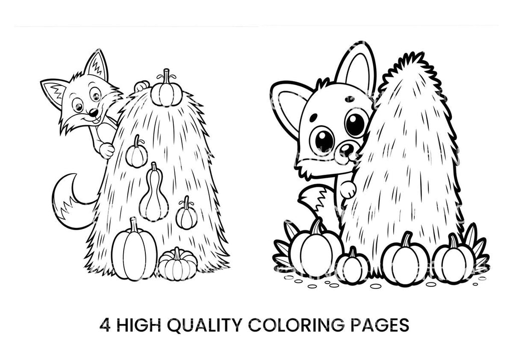 Autumn Fox and Pumpkins Coloring Books