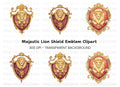 Royal Lion Shield Emblems Clipart Bundle