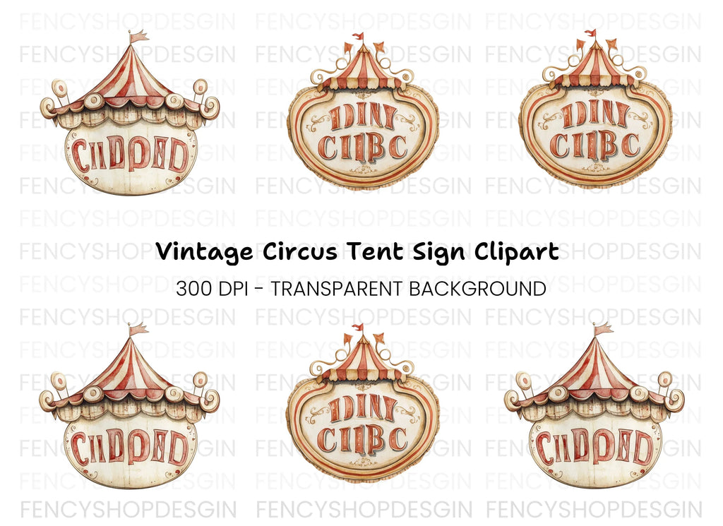 Vintage Circus Signboard Clipart Bundle