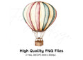 Vintage Striped Hot Air Balloon Clipart Bundle