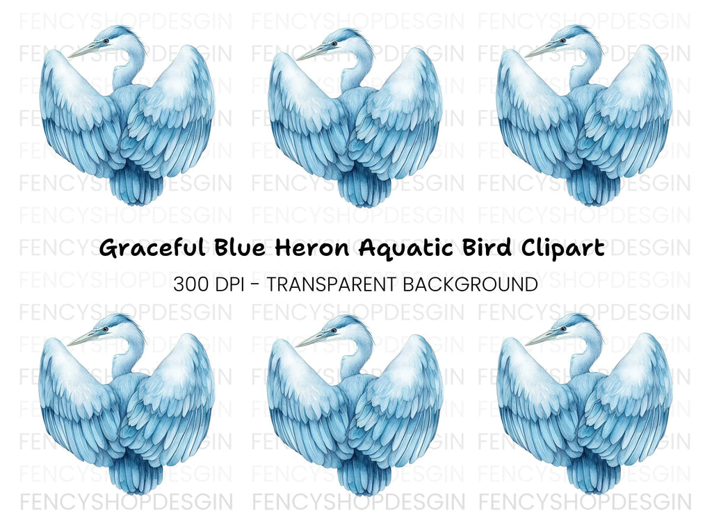 Graceful Blue Heron Clipart Bundle