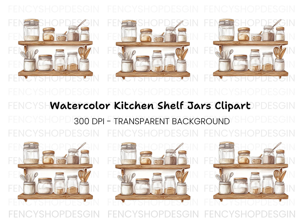 Kitchen Pantry Jars Shelf Clipart Bundle