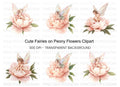 Fairies on Peony Flowers Clipart Bundle