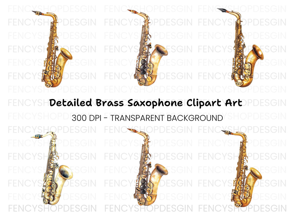 Vintage Saxophone Musical Instrument Clipart Bundle