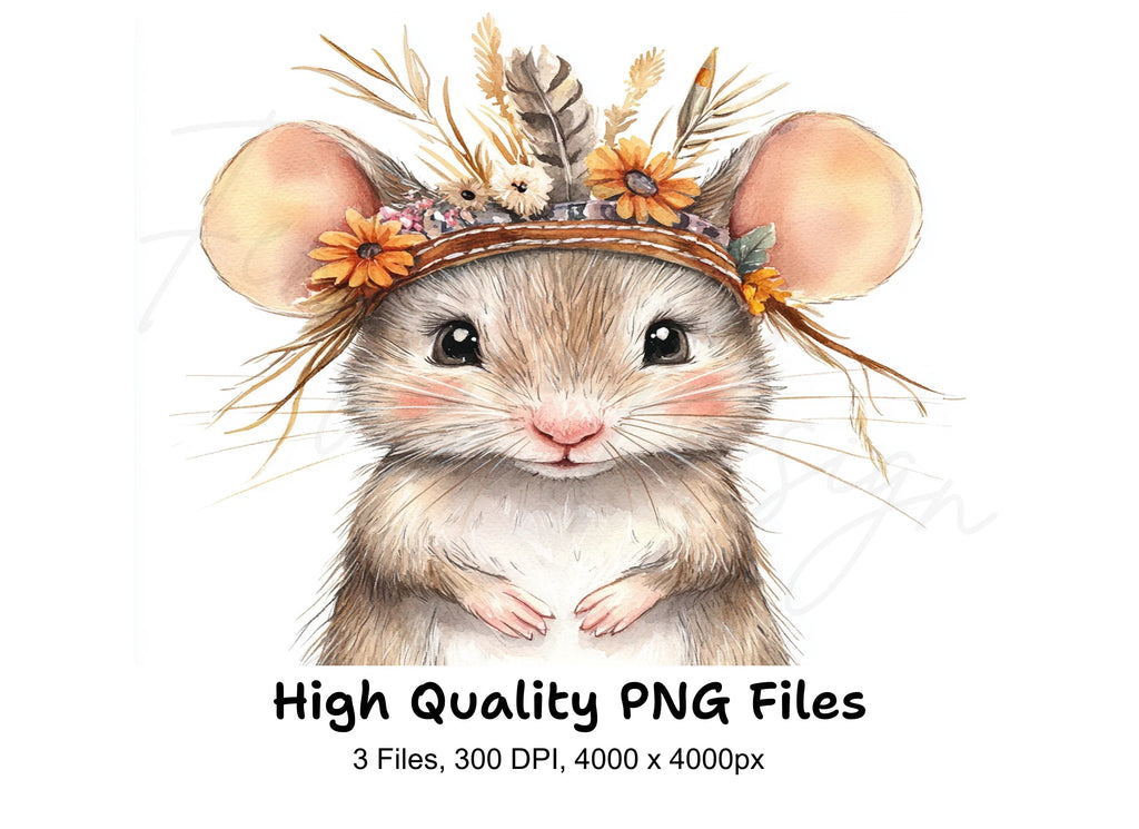 Boho Baby Mouse Clipart Bundle