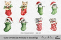 Cute Christmas Animals in Stockings Clipart Bundle
