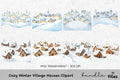 Cozy Winter Village Houses Clipart Bundle