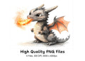 Cute Baby Dragon Fire Breathing Clipart Bundle