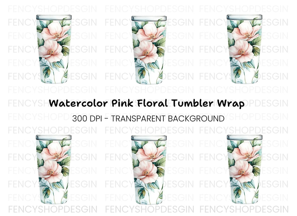 Elegant Pink Floral Tumbler Clipart Bundle