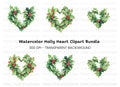 Holly Heart Wreath Clipart Bundle