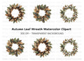 Autumn Leaf Wreaths Clipart Bundle