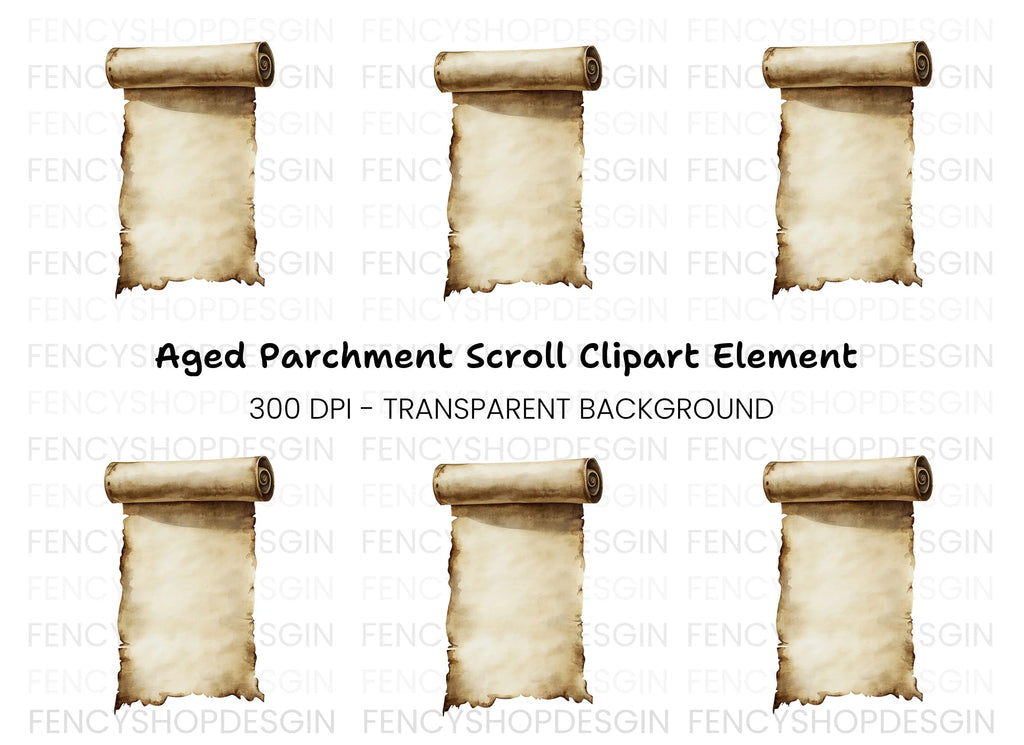 Aged Scroll Blank Space Clipart Bundle