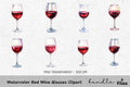 Red Wine Glasses Clipart Bundle