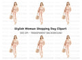 Stylish Woman Shopping Clipart Bundle