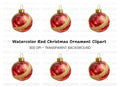Sparkling Red Christmas Ornament Clipart Bundle
