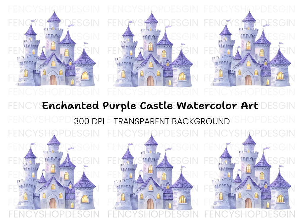 Enchanted Purple Castle Clipart Bundle