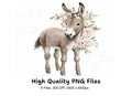 Baby Donkey Floral Wreath Clipart Bundle