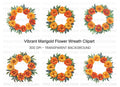 Vibrant Marigold Flower Wreath Clipart Bundle