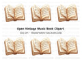 Open Vintage Music Book Clipart Bundle