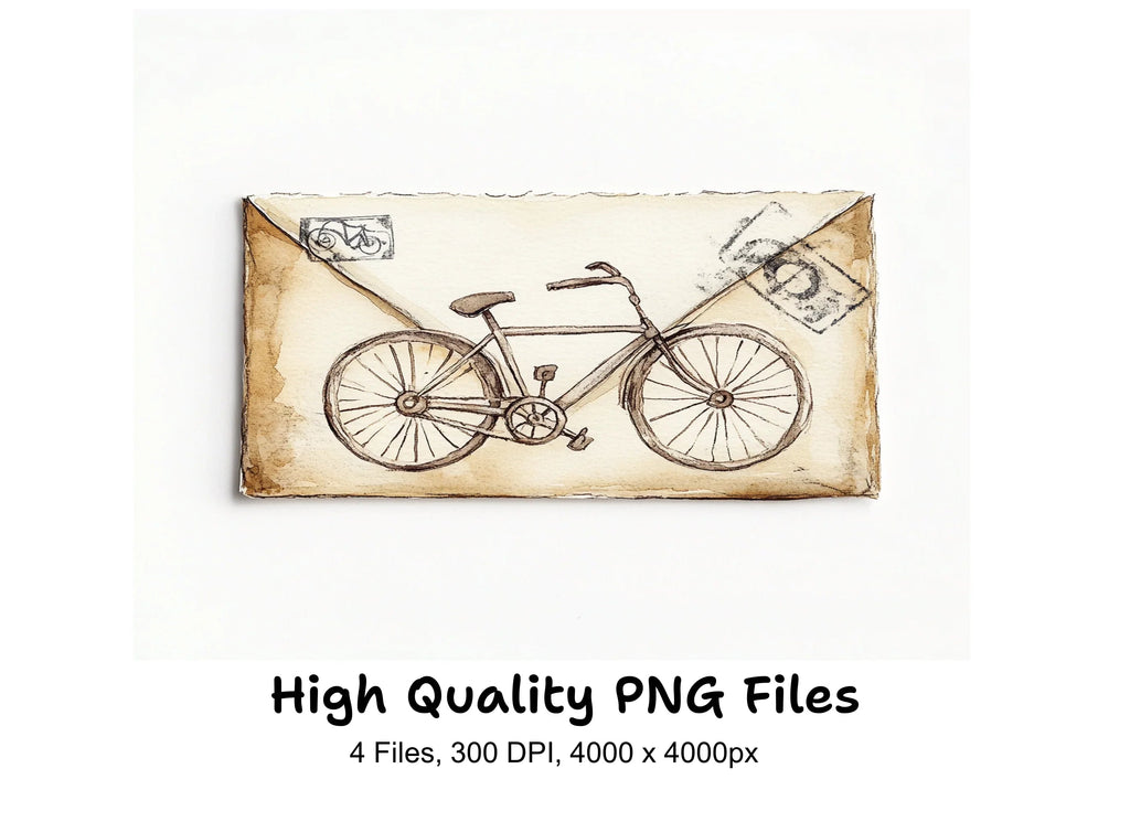 Vintage Bicycle Mail Clipart Bundle