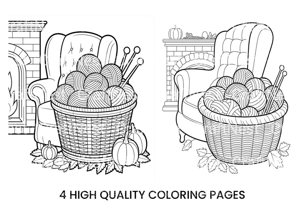 Cozy Autumn Knitting Basket Coloring Books