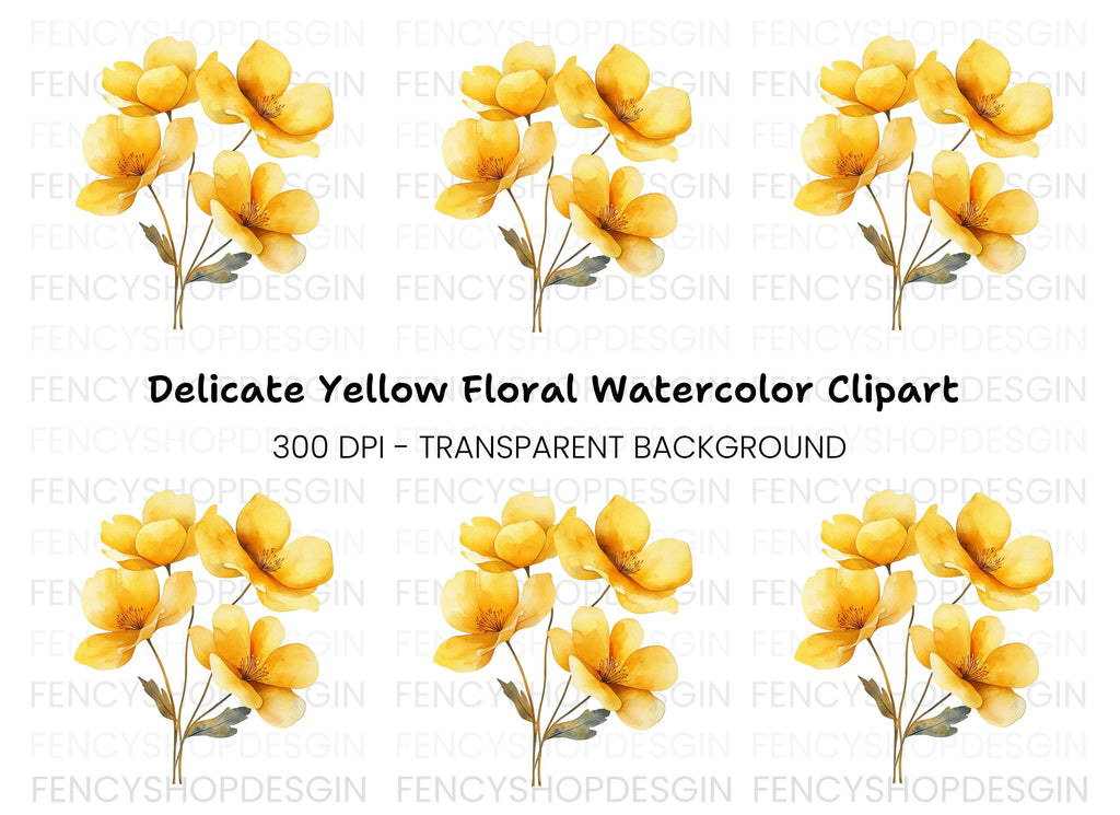 Yellow Flowers Clipart Bundle