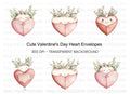Cute Heart with Floral Crowns Clipart Bundle