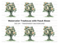 Charming Treehouse with Peach Roses Clipart Bundle
