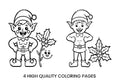 Cute Christmas Elves with Holly Coloring Books