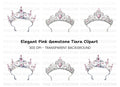 Elegant Pink Gemstone Tiara Clipart Bundle