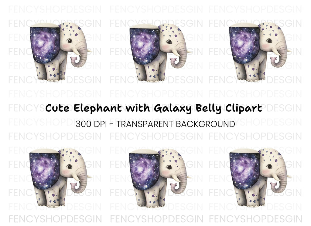 Galaxy Elephant Clipart Bundle