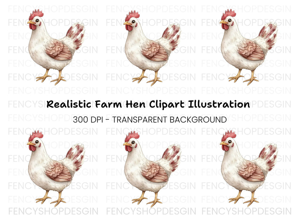 White Chicken Clipart Bundle
