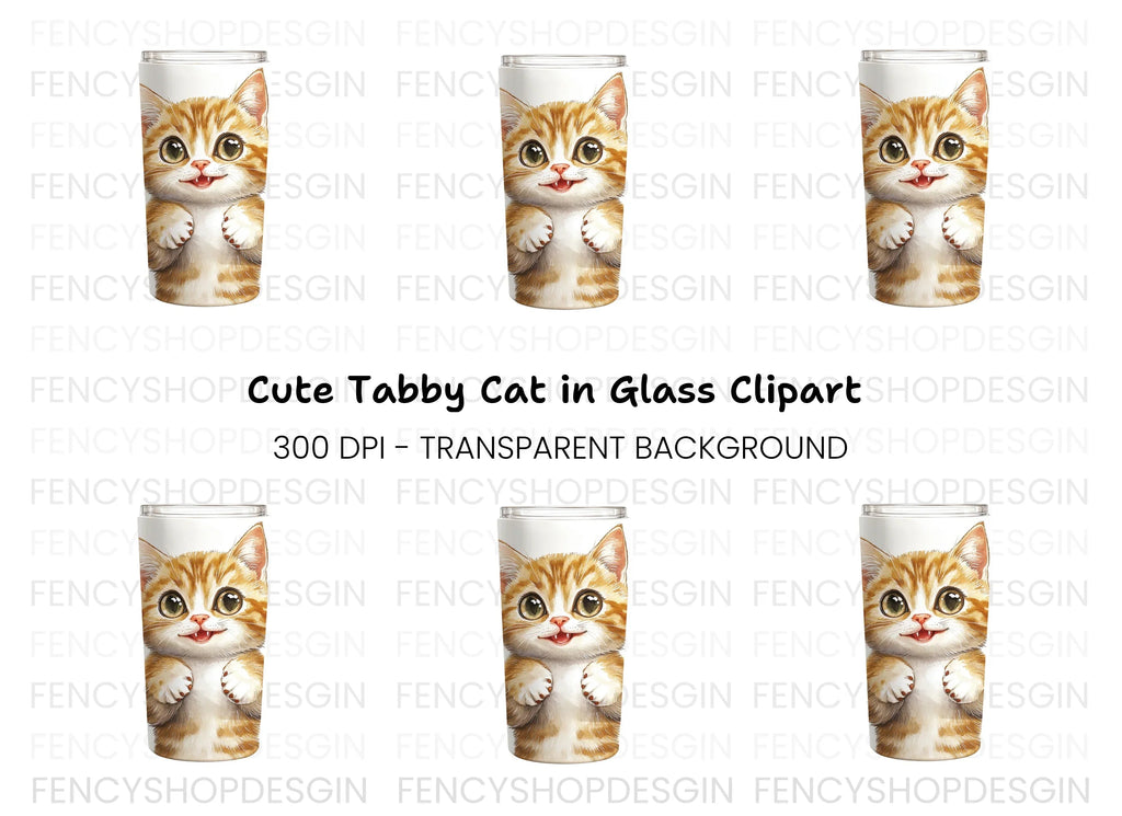 Cute Orange Tabby Kitten Clipart Bundle
