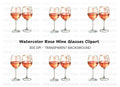 Two Glasses of Rose Wine Clipart Bundle