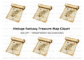 Ancient Island Map Scroll Clipart Bundle