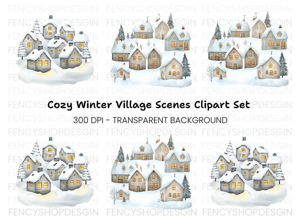 Winter Village Clipart Bundle
