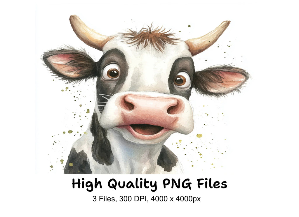 Funny Holstein Cow Faces Clipart Bundle