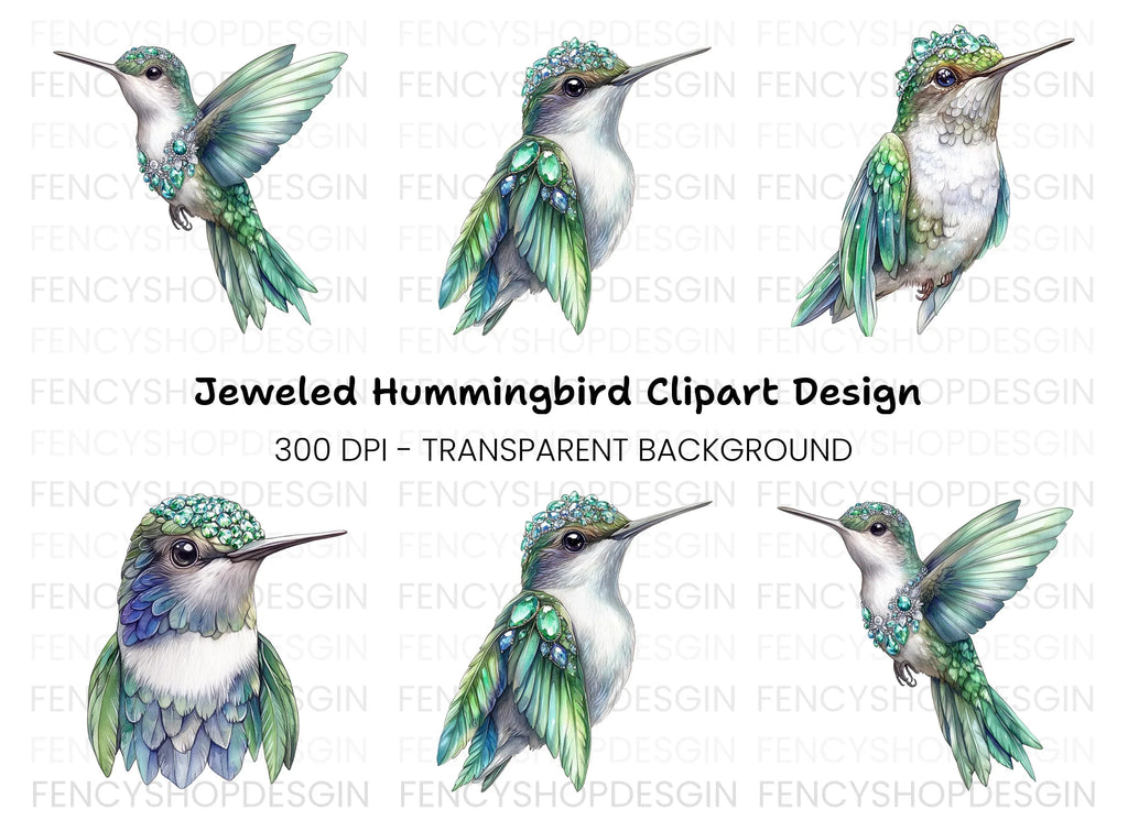 Jeweled Hummingbird Clipart Bundle