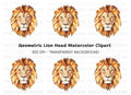 Geometric Lion Head Clipart Bundle