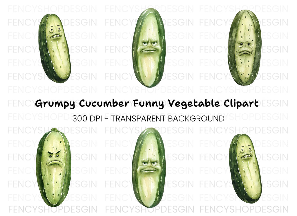 Angry Pickle Cartoon Clipart Bundle