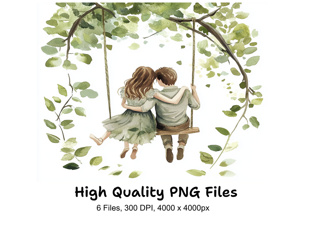 Couple Walking in Forest Clipart Bundle