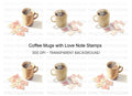 Coffee Mugs Love Notes Clipart Bundle