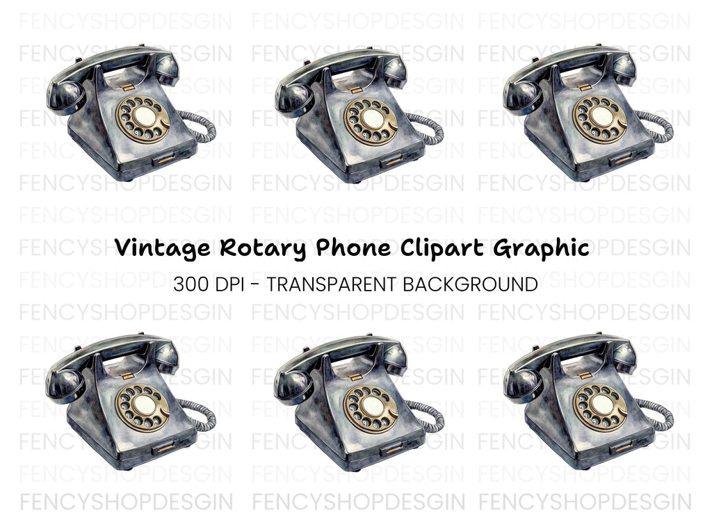 Vintage Rotary Phone Clipart Bundle
