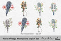 Floral Vintage Microphone Clipart Bundle