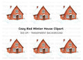 Red Winter House Clipart Bundle