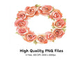 Pink Rose Wreaths Clipart Bundle
