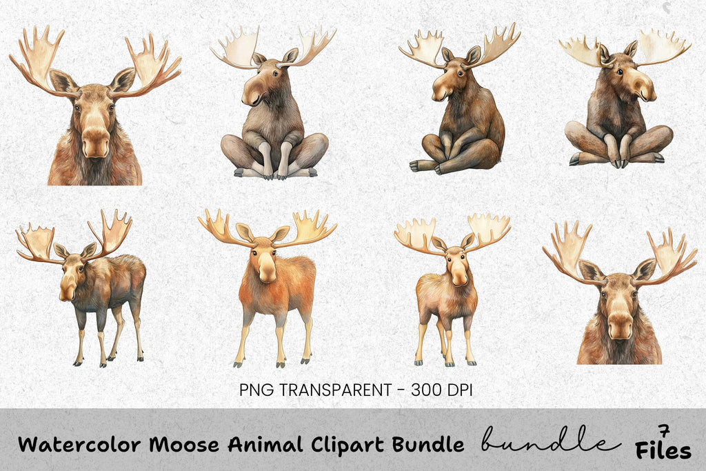 Moose Animal Clipart Bundle